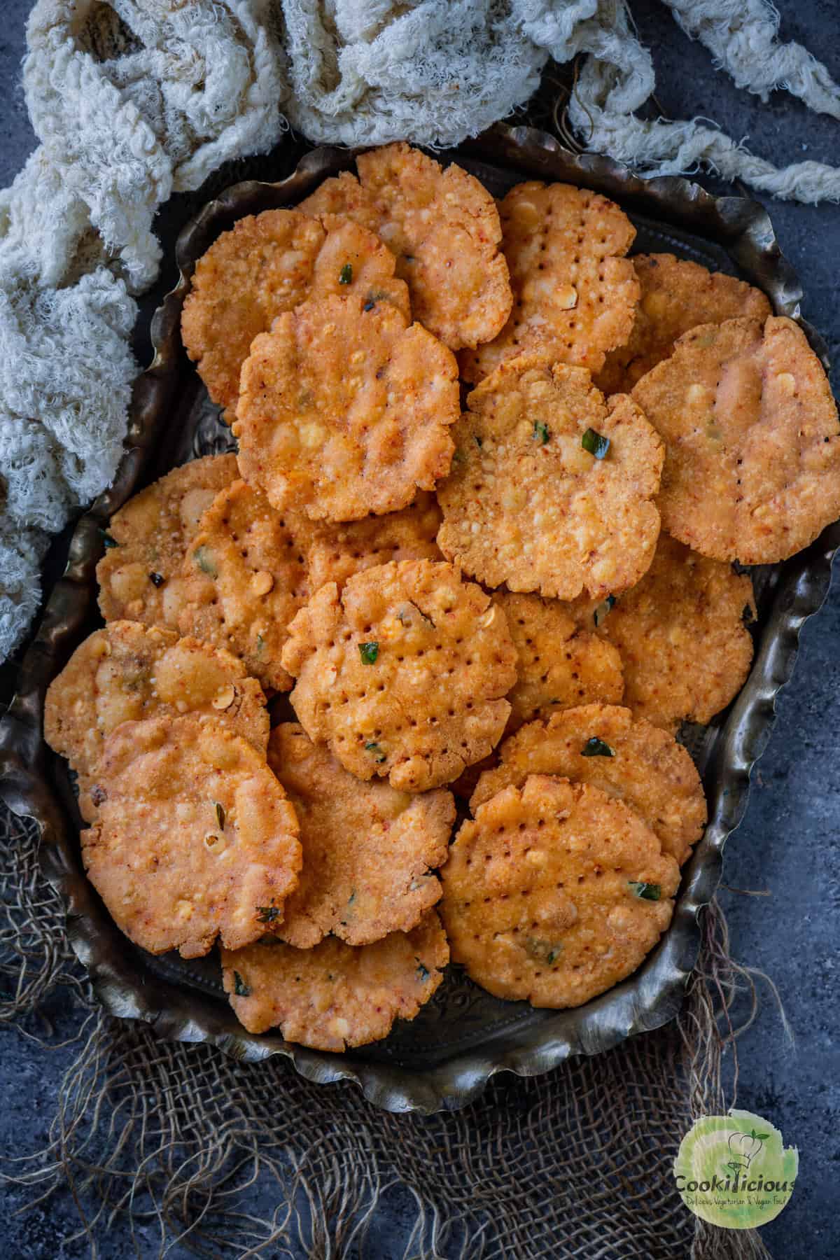 Tamil-style Thattai snack served in a tray.