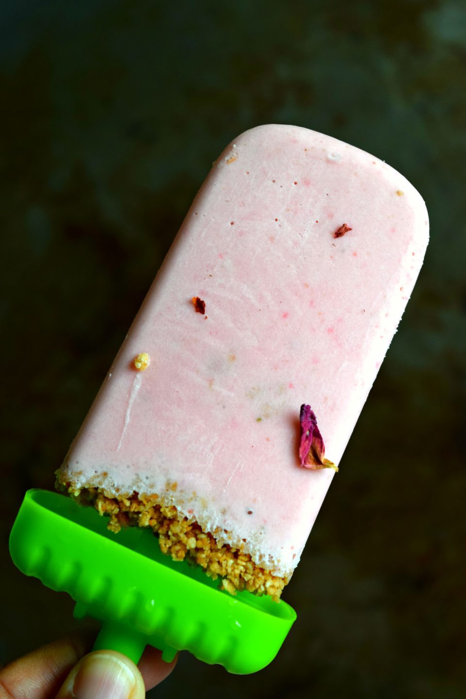 It's a creamy strawberry cheesecake made into a Popsicle with crushed granola base. They taste just like biting into a real cheesecake minus the calories.