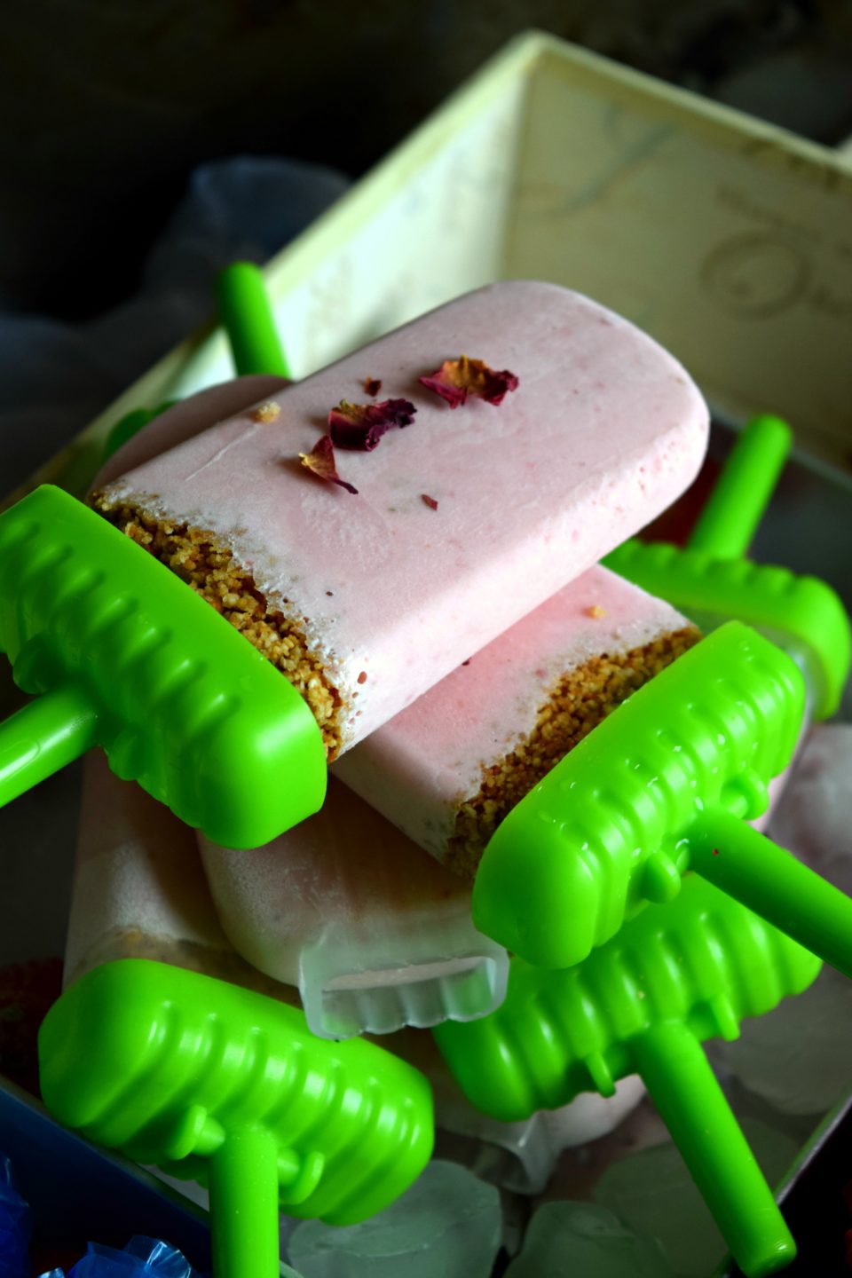 It's a creamy strawberry cheesecake made into a Popsicle with crushed granola base. They taste just like biting into a real cheesecake minus the calories.