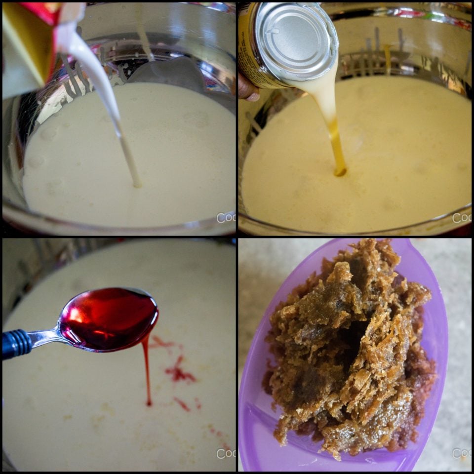 4 steps showing how to prepare No-Churn Rose Gulkand Ice Cream
