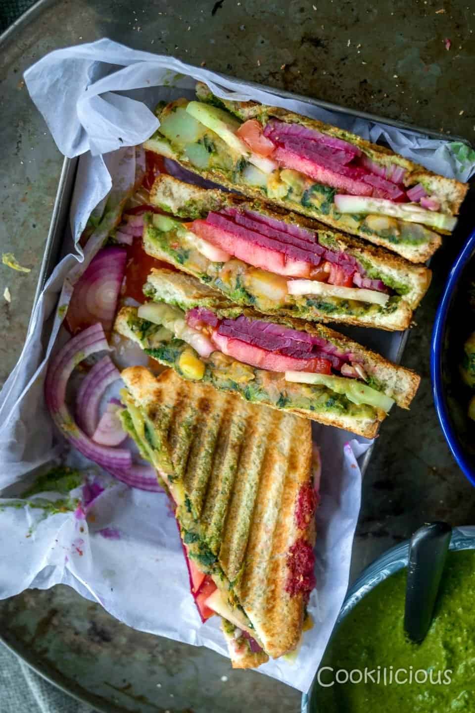 cream cheese veg panini recipe, cream cheese sandwich, grilled veggie  cream cheese panini, Indian style