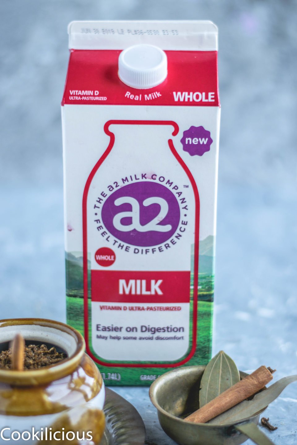 image of a carton of a2 milk used to make masala chai