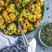 image of a quarter of a plate filled with Gobi Methi