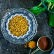 Crunchy Moong Dal in a bowl placed over a plate