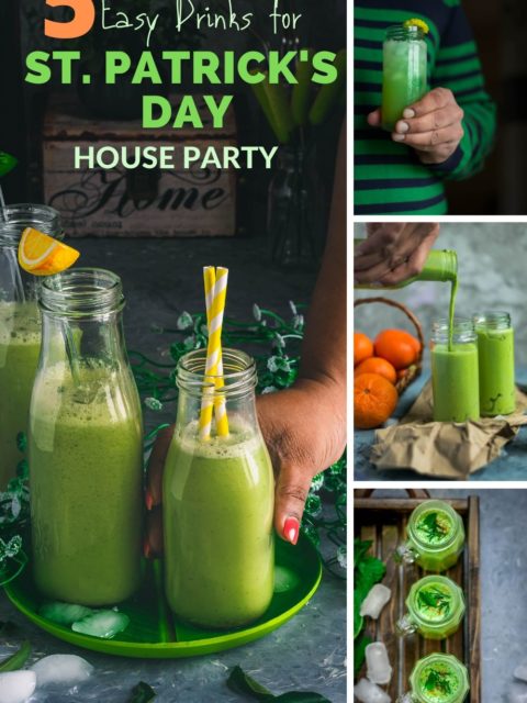 collage of Green Drinks For St. Patrick's Day with text on top