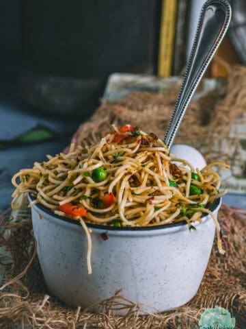 a bowl of Vegan Chili Garlic Noodles.