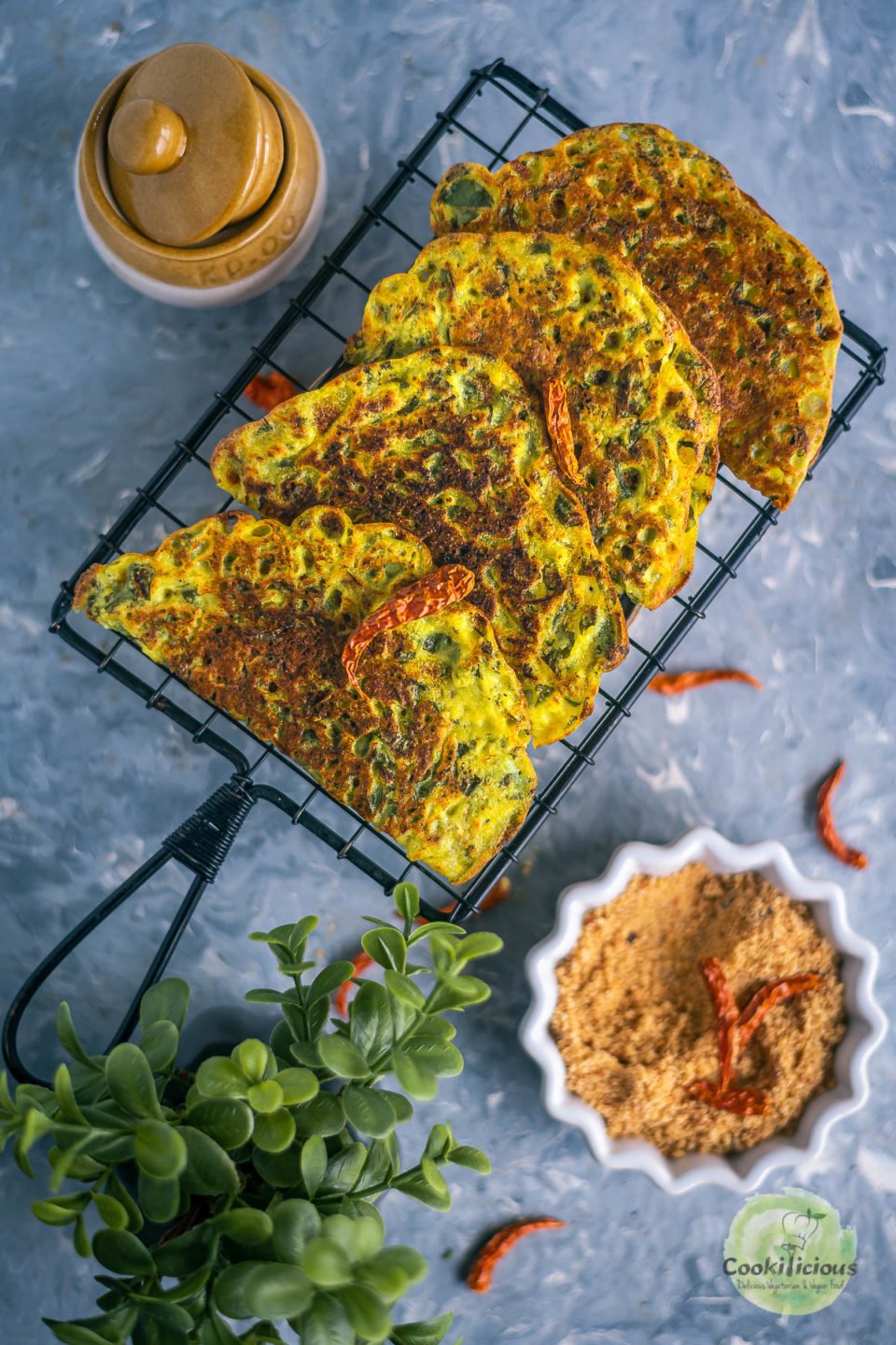 4 Methi Ghavan | Fenugreek Rice Flour Crepes folded and placed on a wire rack