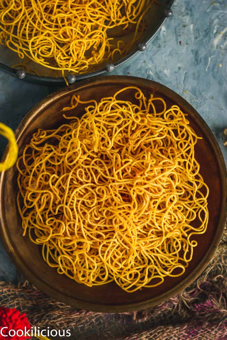 a round plate filled with sev
