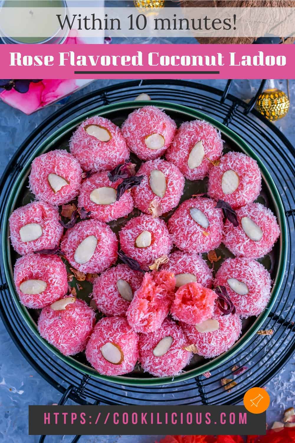 Rose Flavored Coconut Ladoo Recipe Cookilicious 1602