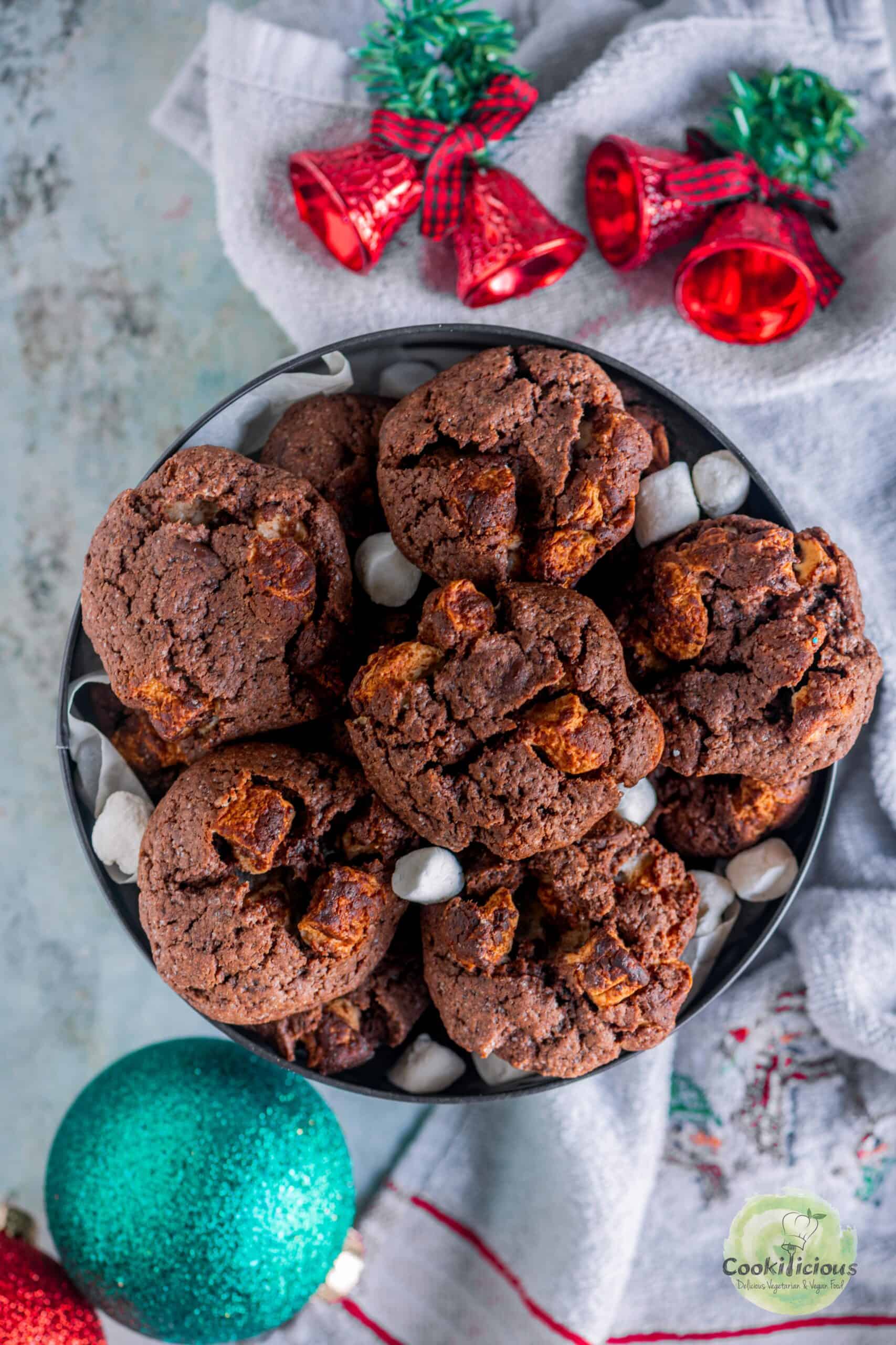 Chocolate Marshmallow Cookies served in a box.