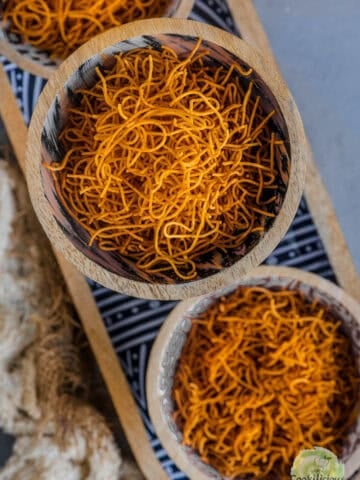 Indian Sev served in 3 bowls.