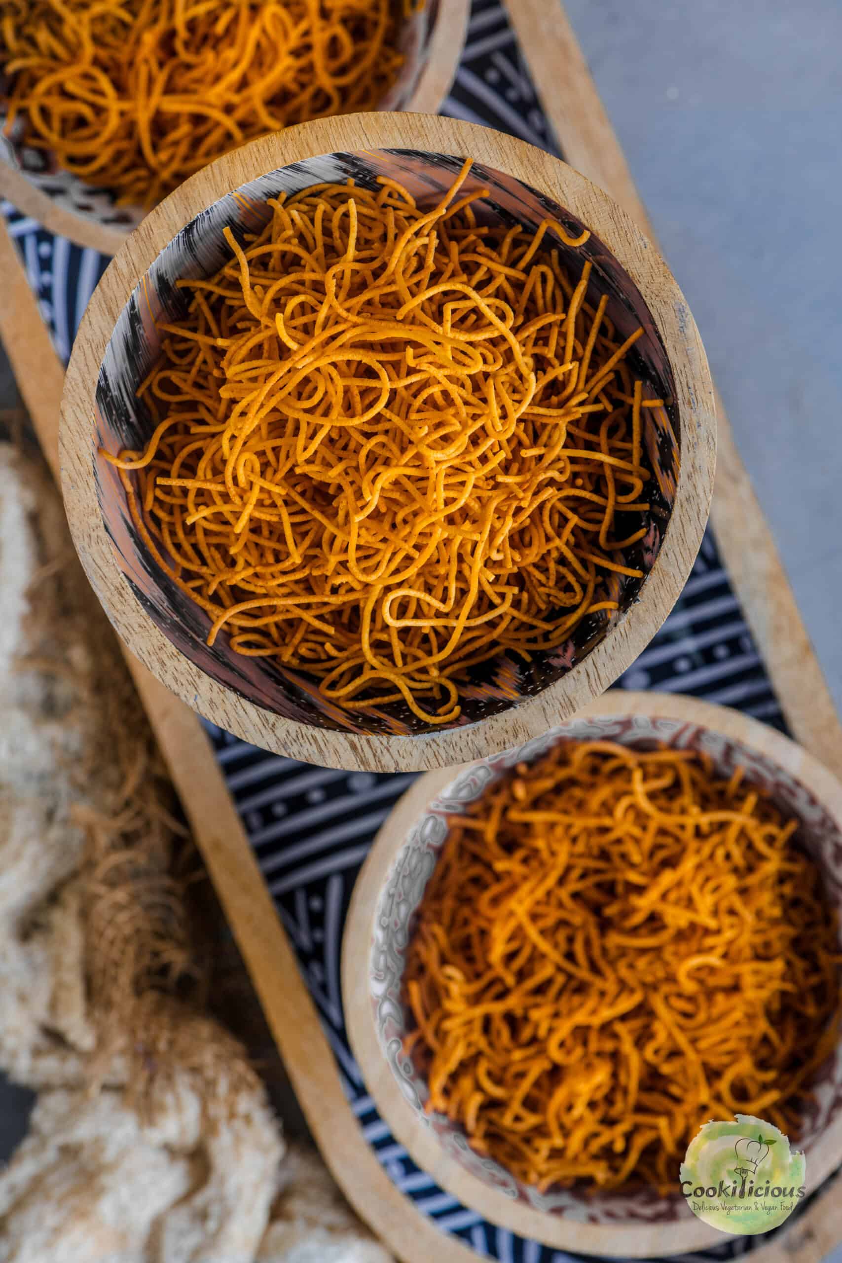 Indian Sev served in 3 bowls.