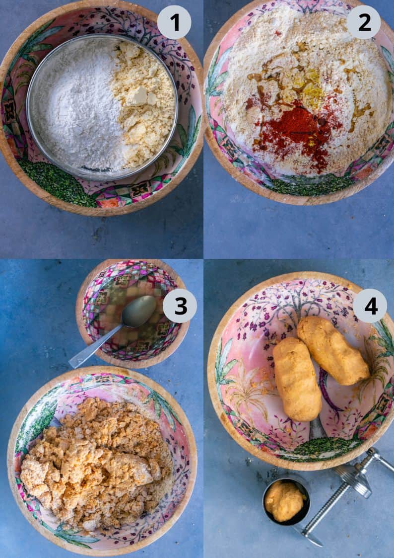 4 image collage showing how to make Sev recipe.