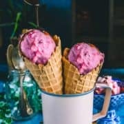 2 Strawberry Marshmallow Ice Cream cones placed in a mug