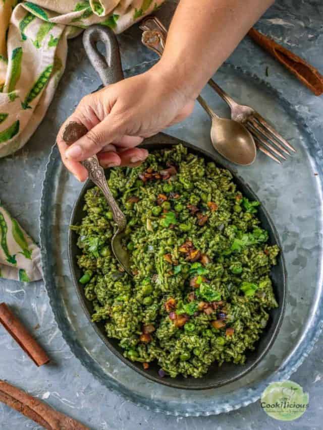 Palak Rice | Spinach Garlic Rice