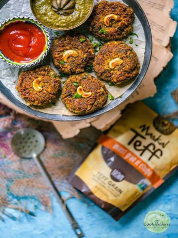 top view of chickpea patties on plate