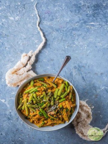 top view of shahi tendli recipe in bowl