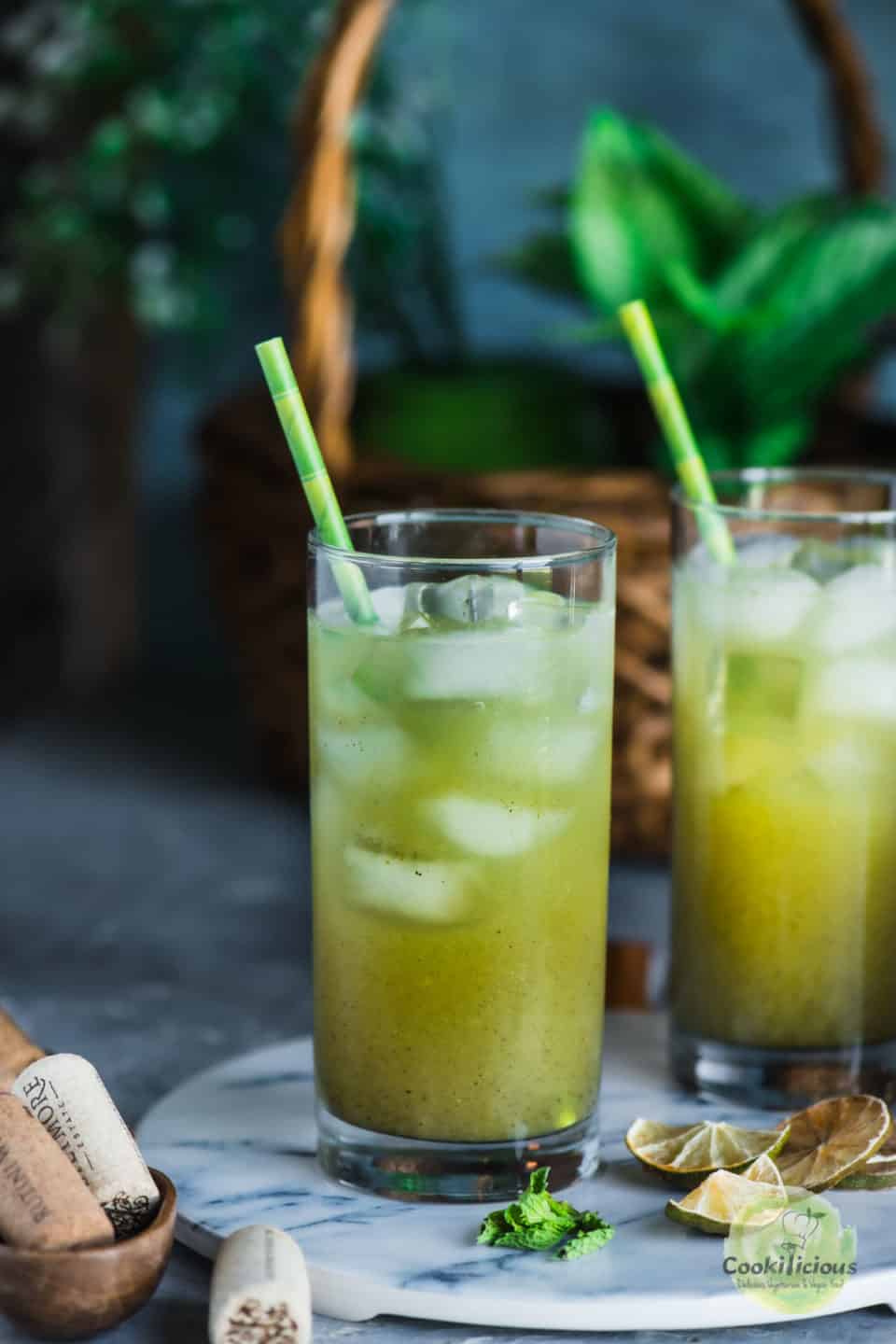 Cucumber Lemonade served in two glasses 