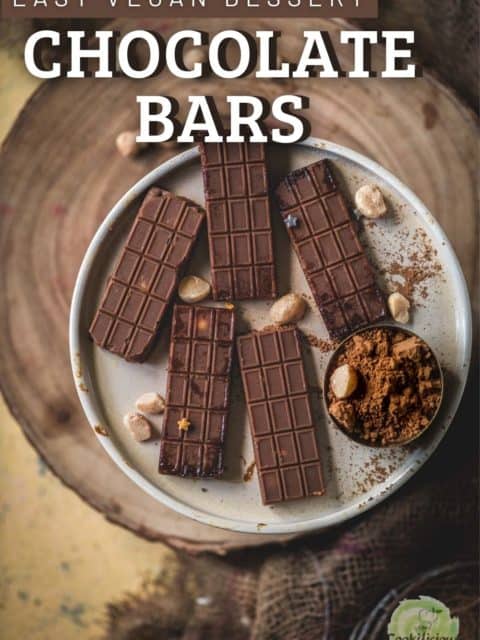 5 mini Vegan Chocolate Macadamia Bars served in a plate and text at the top