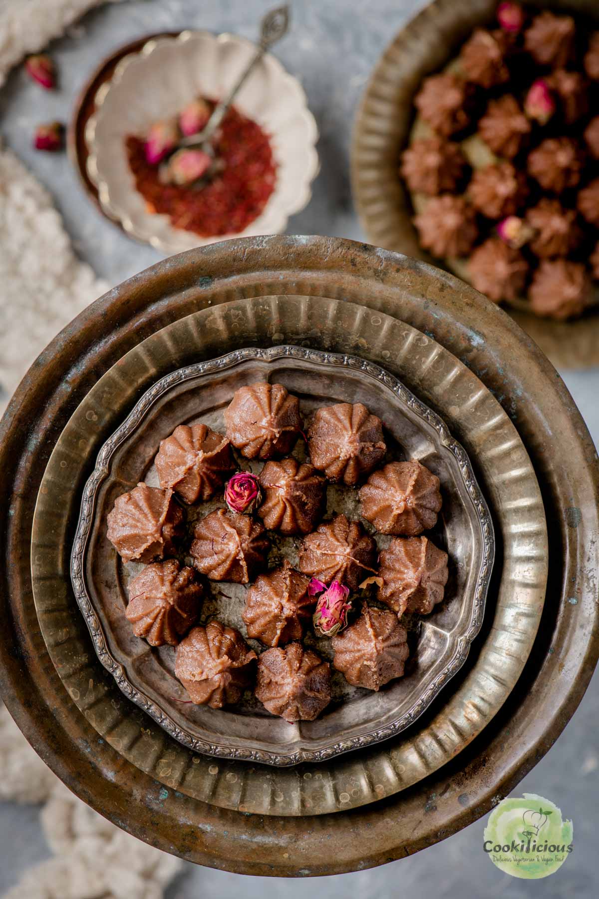 Chocolate Mawa Modak served in a plate