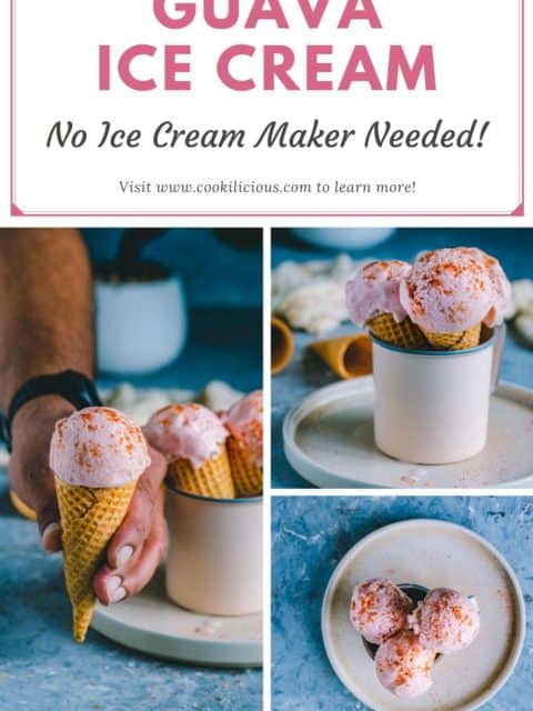 3 image of guava ice cream with text at the top