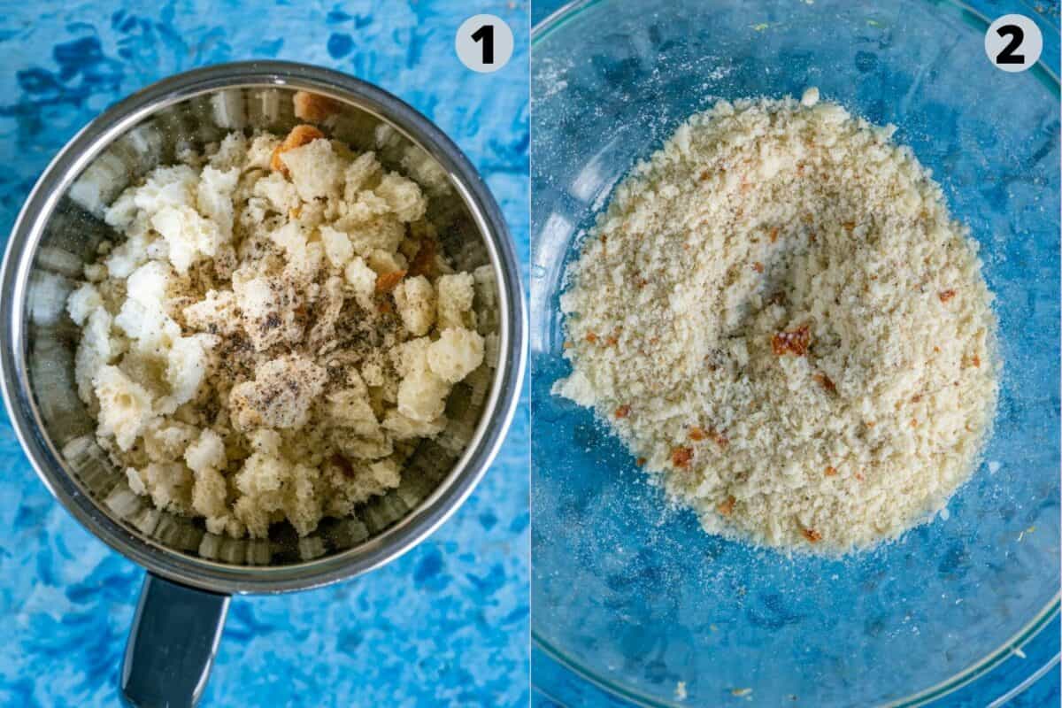 2 image collage showing how to prep for making bread gulab jamuns