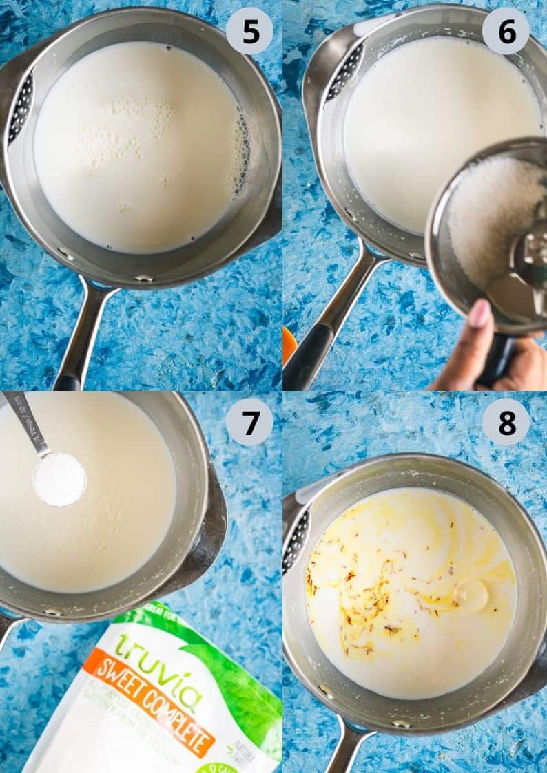 4 image collage showing how to make phirni