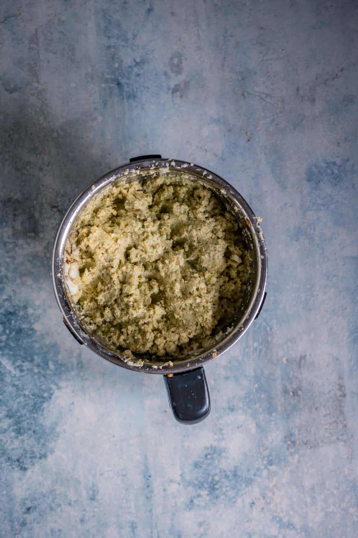 Coconut mixture ground into a smooth paste for aviyal recipe.
