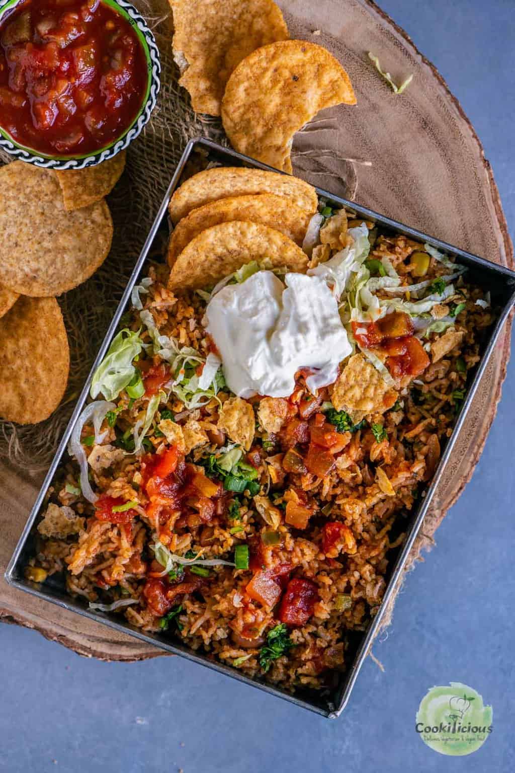 Instant Pot Mexican Rice served in a platter