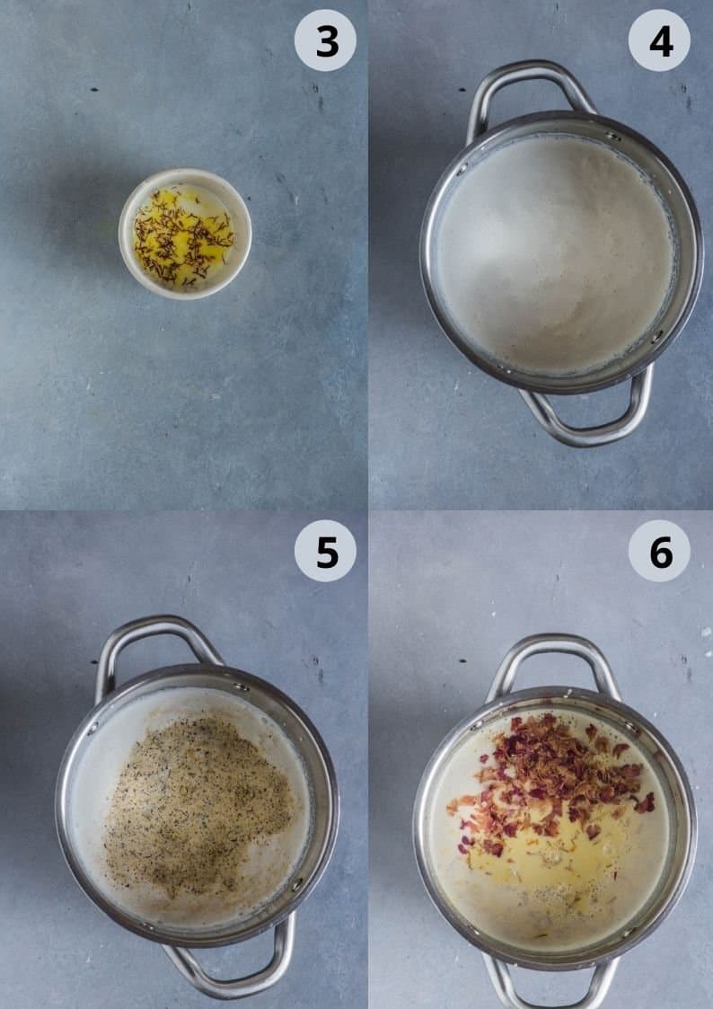 4 image collage showing how to make Thandai