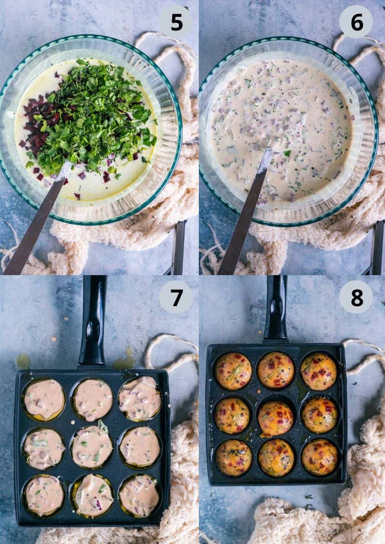 4 image collage showing how to make Kuzhi Paniyaram Recipe