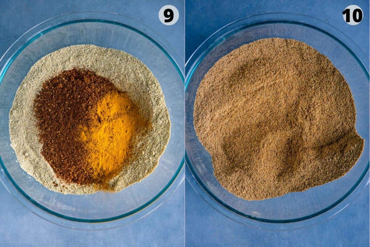 2 image collage showing how Sambhar Powder looks when made