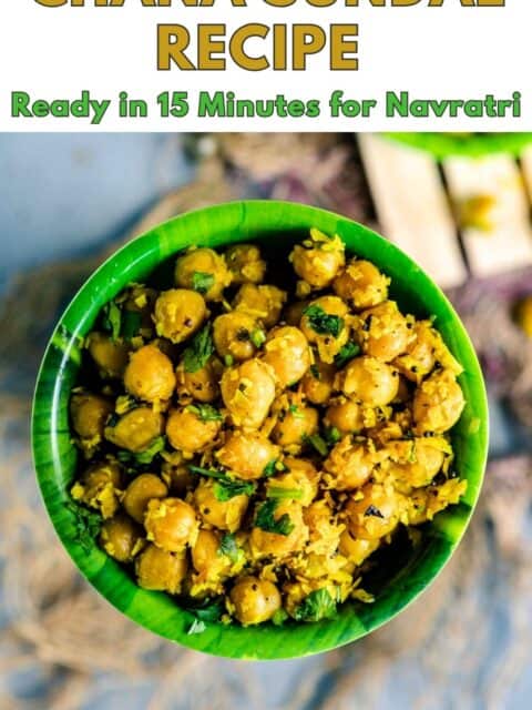 Chana Sundal Recipe, Ready in 15 Minutes for Navratri" over a bowl of chana sundal.