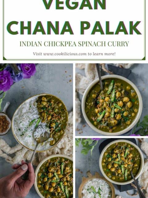 3 image collageof Chickpea Spinach Curry with text at the top