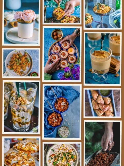 12 image collage of dishes that can be made for Diwali