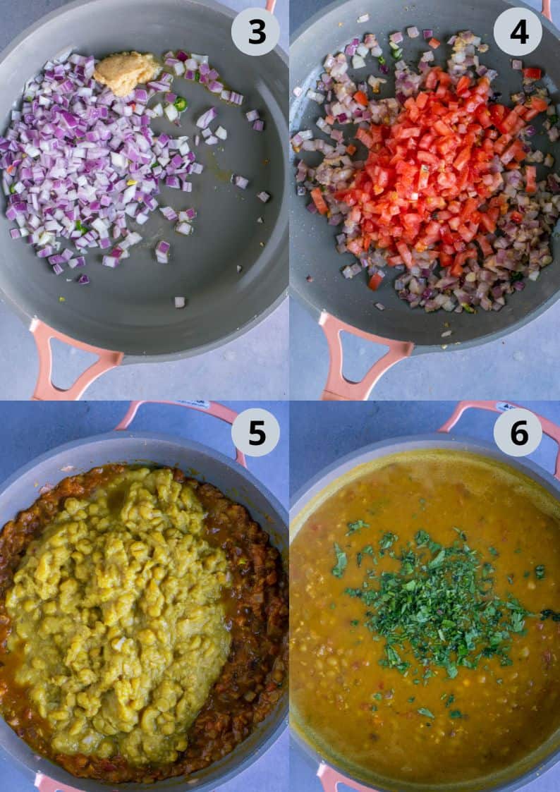 4 image collage showing how to make ragda.