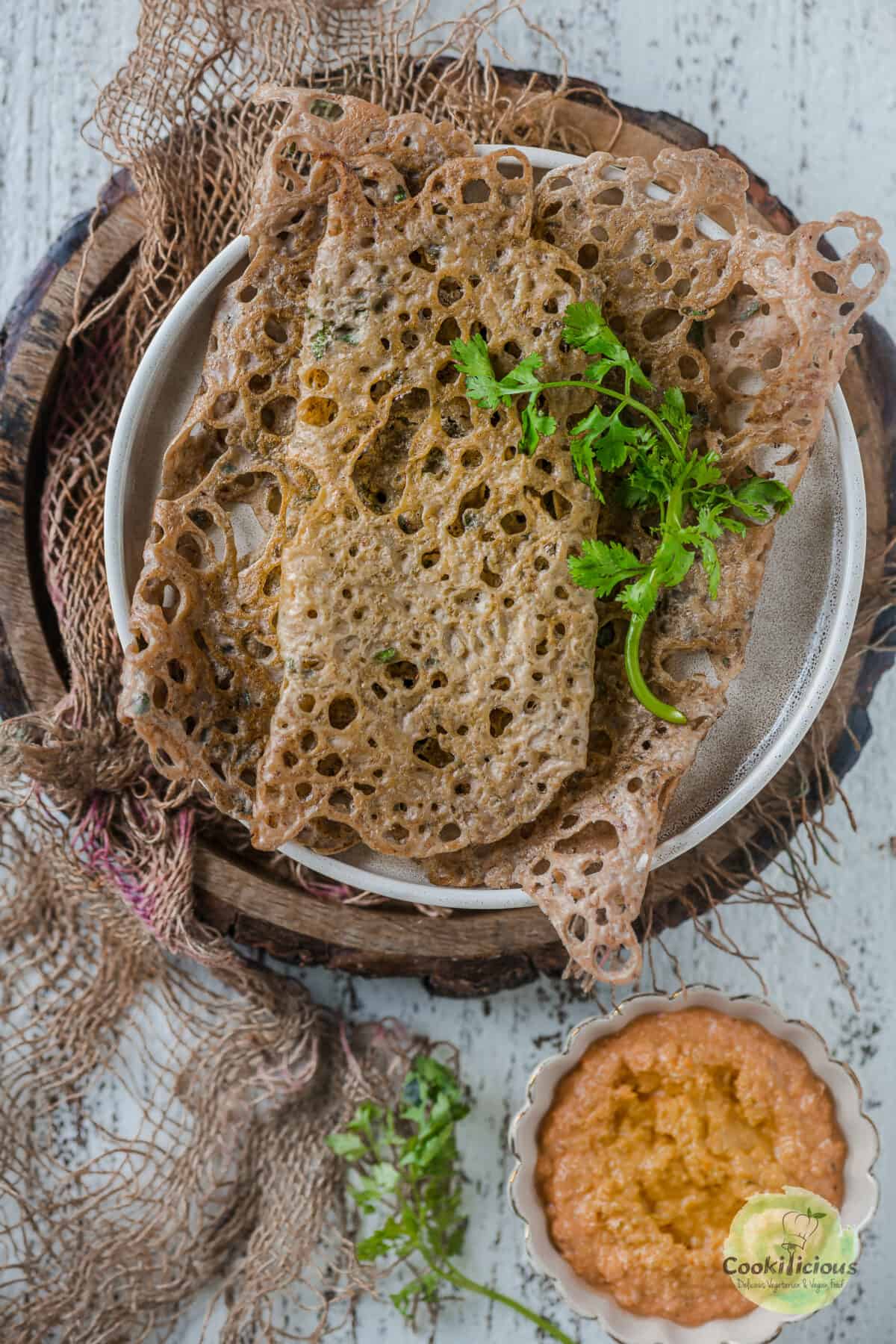 French buckwheat galette served in a plate.