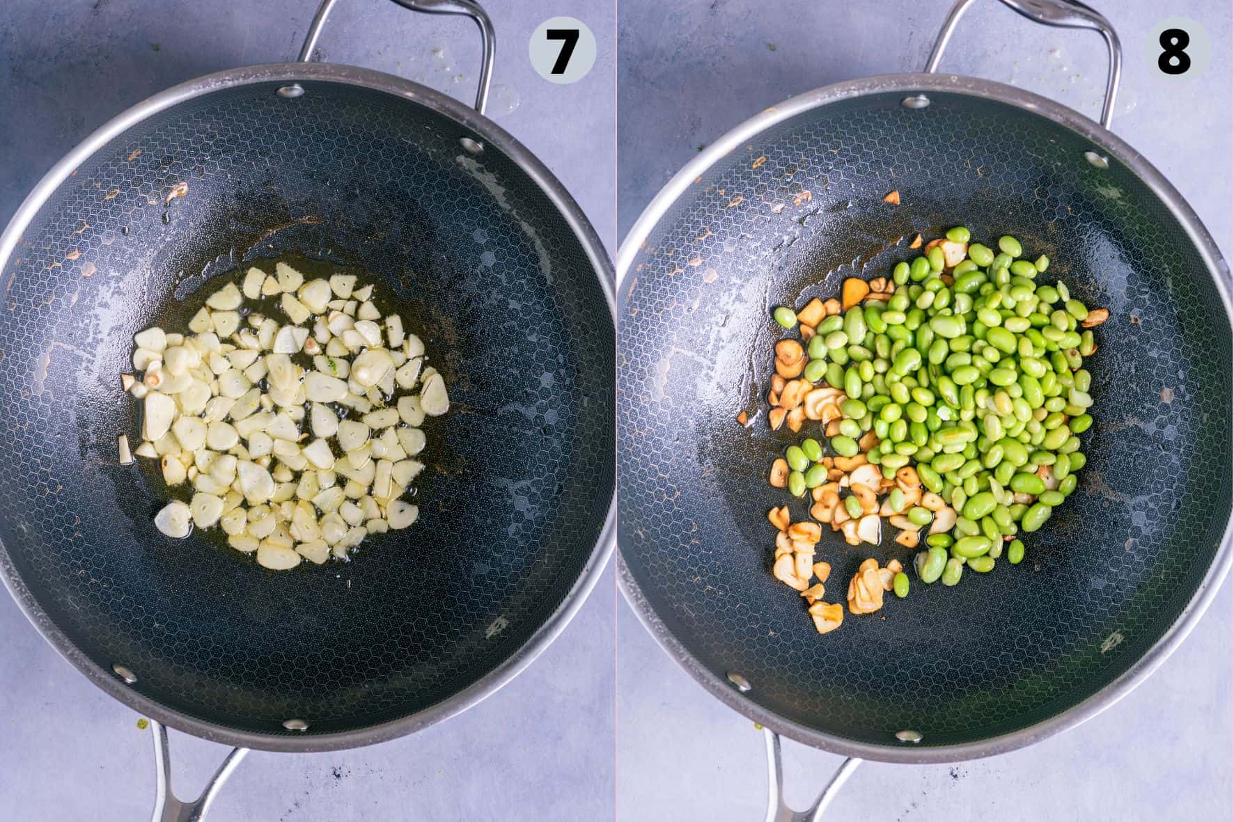 2 image collage showing how to make one-pot broccoli pasta.