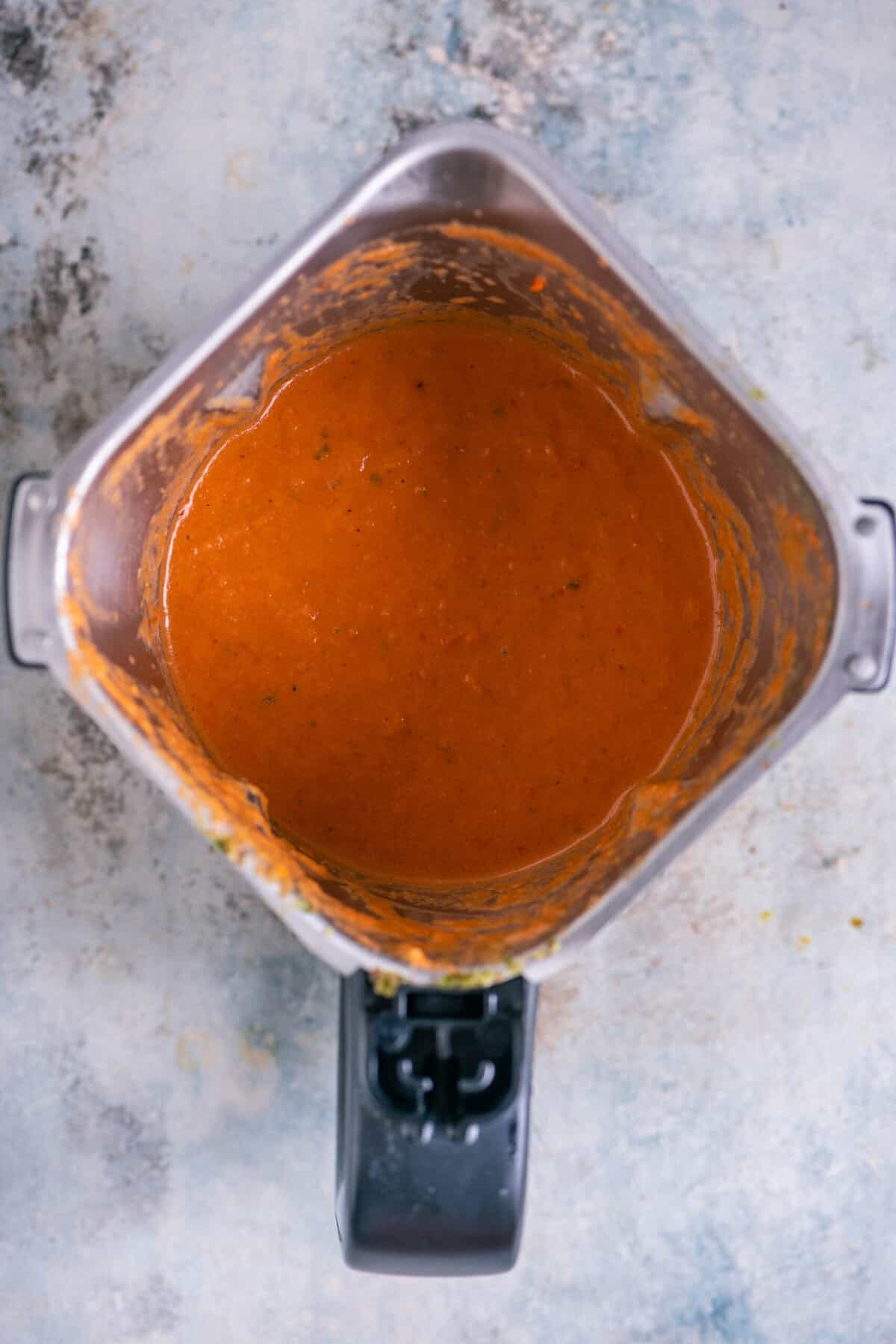 Smooth blended masala paste for vegan kofta curry.