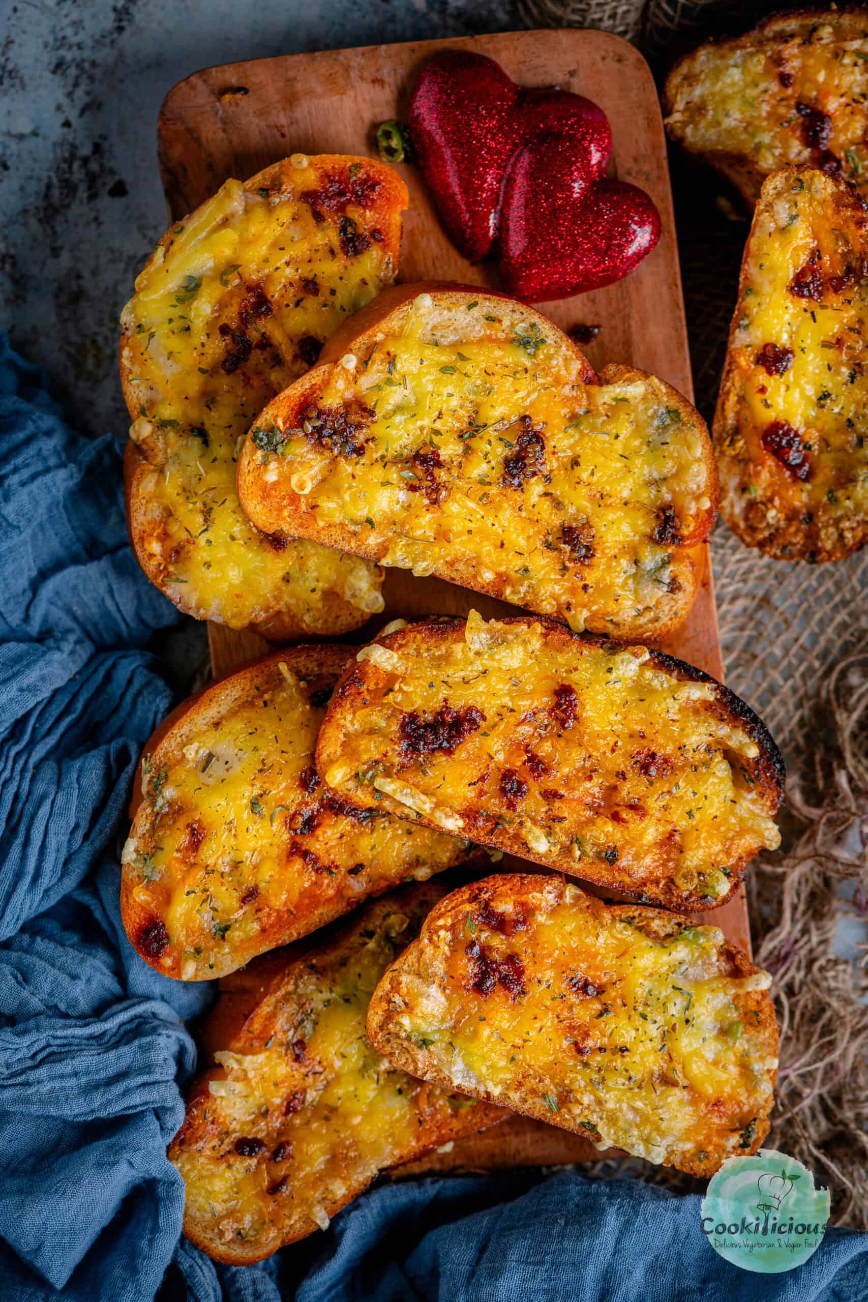 Air Fryer Garlic Bread served in a tray.