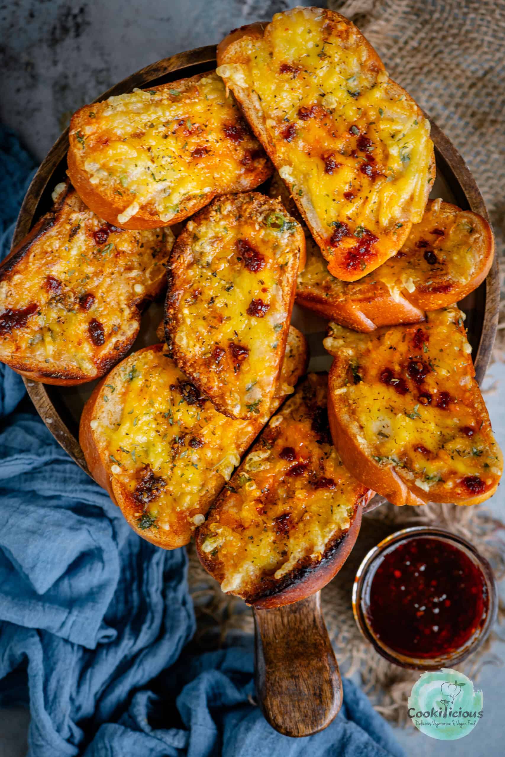 Vegan Garlic Cheese Bread fresh out of the Air fryer.