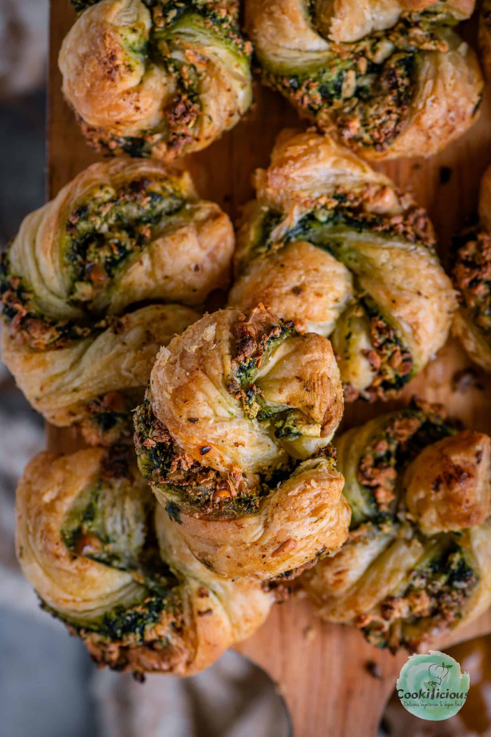 Golden Spinach Paneer Puffs baked to perfection with flaky pastry.