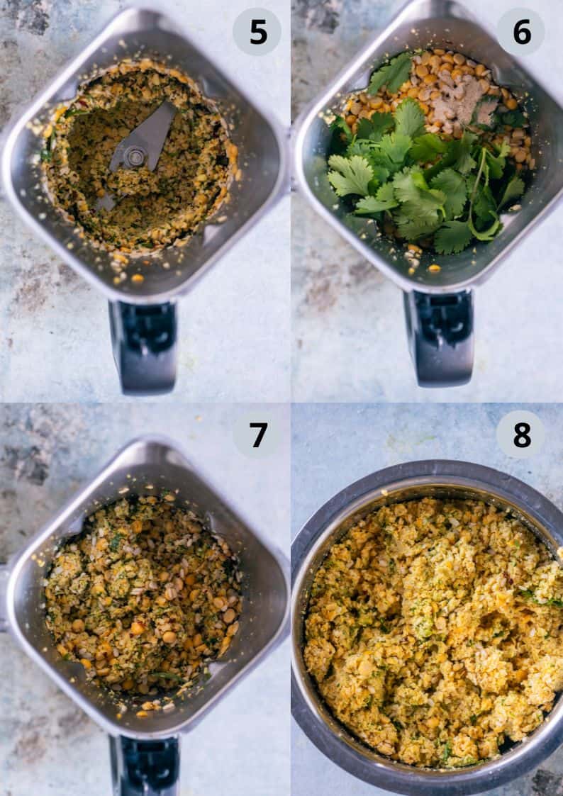 4 image collage showing the process of making Paruppu Vadai at home.