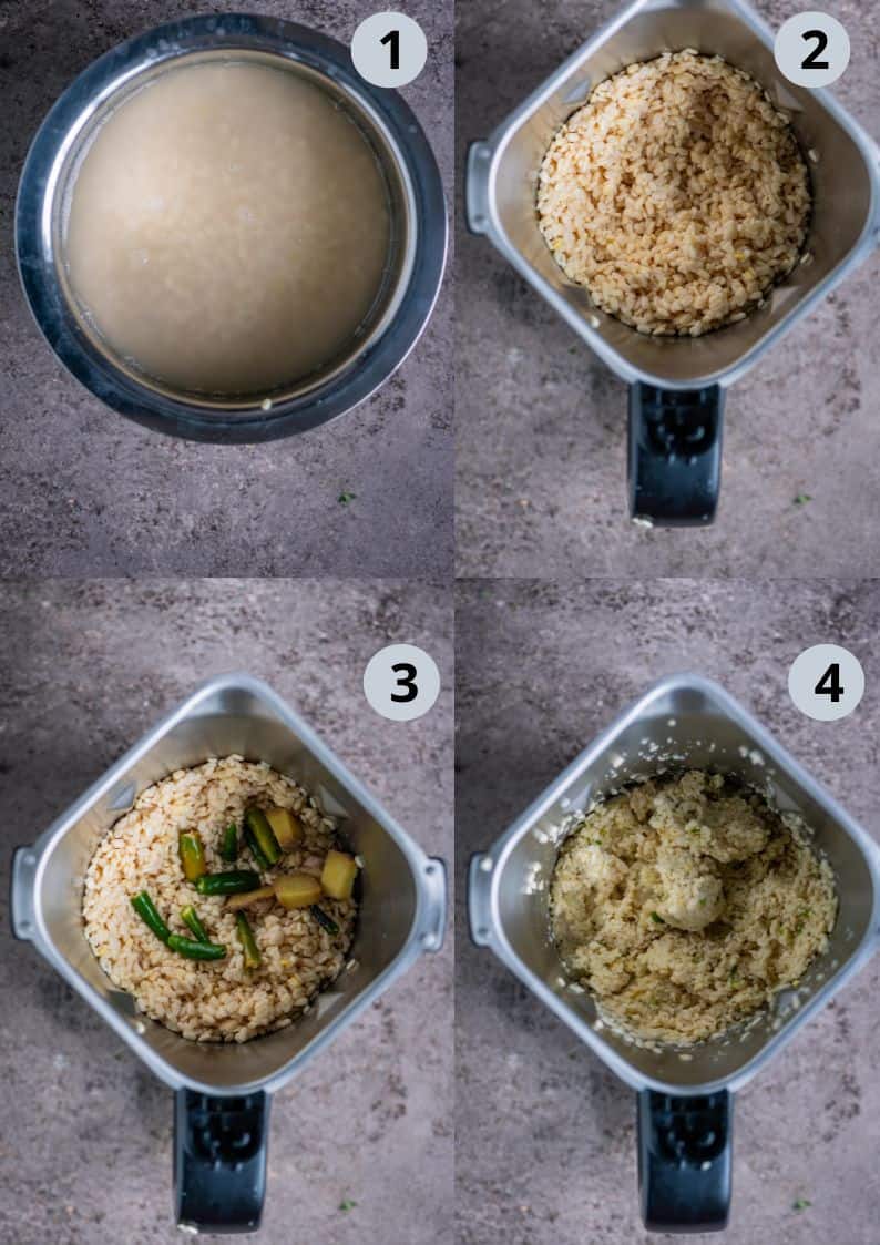 4 image collage showing the process of making Ammini Kozhukattai at home.