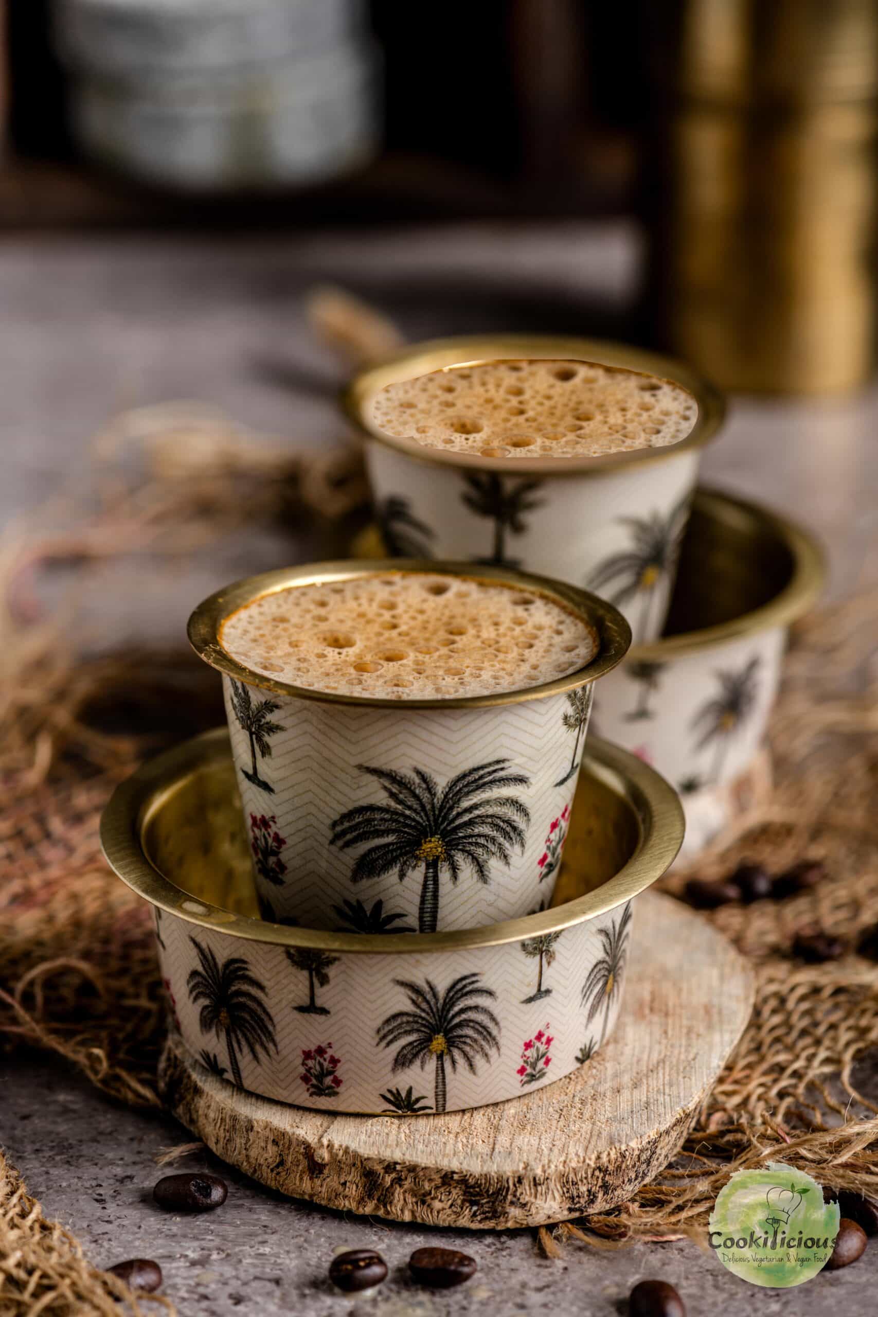 Madras Filter Coffee served in traditional tumbler set.