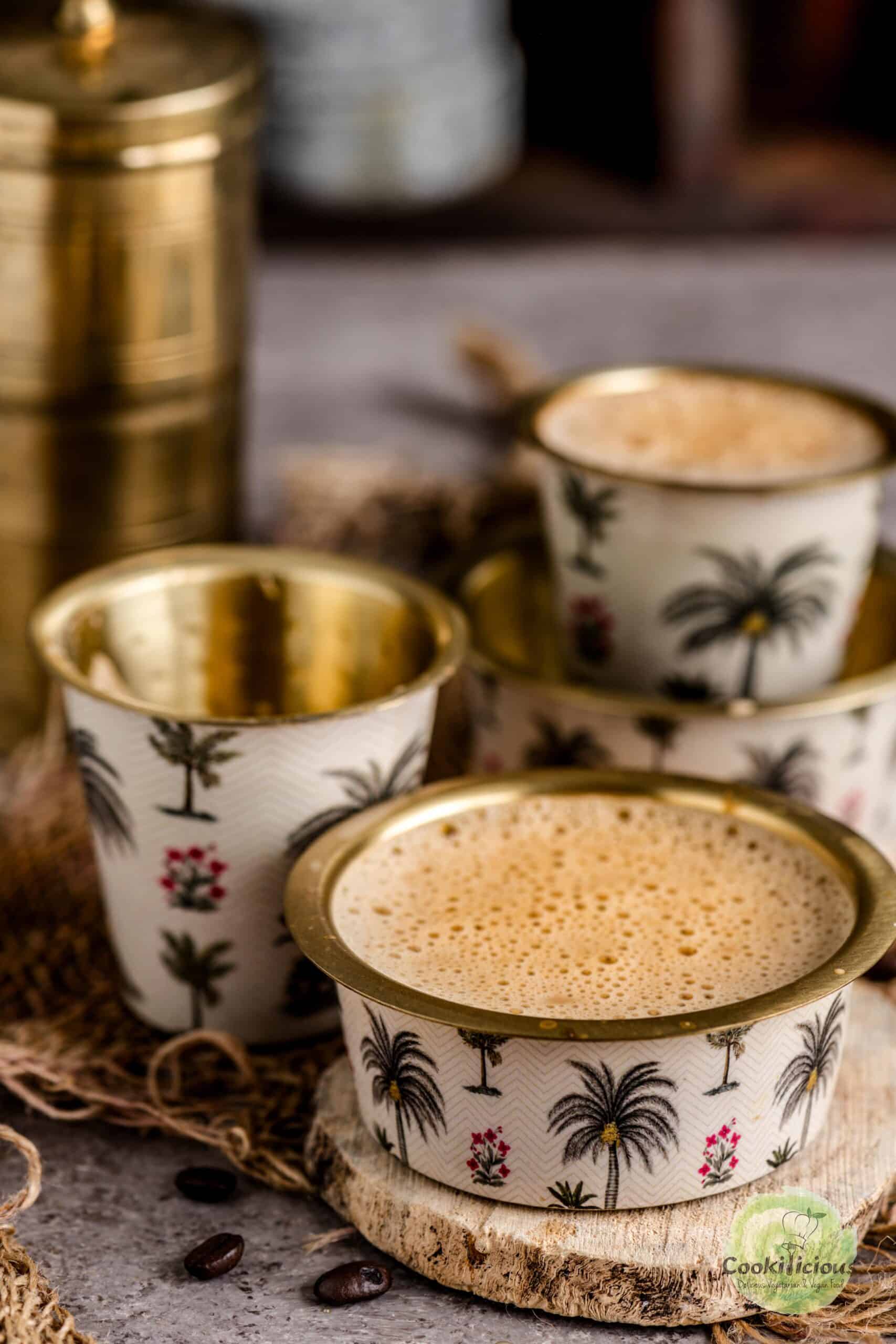 Authentic South Indian Coffee served in tumbler and davara set.