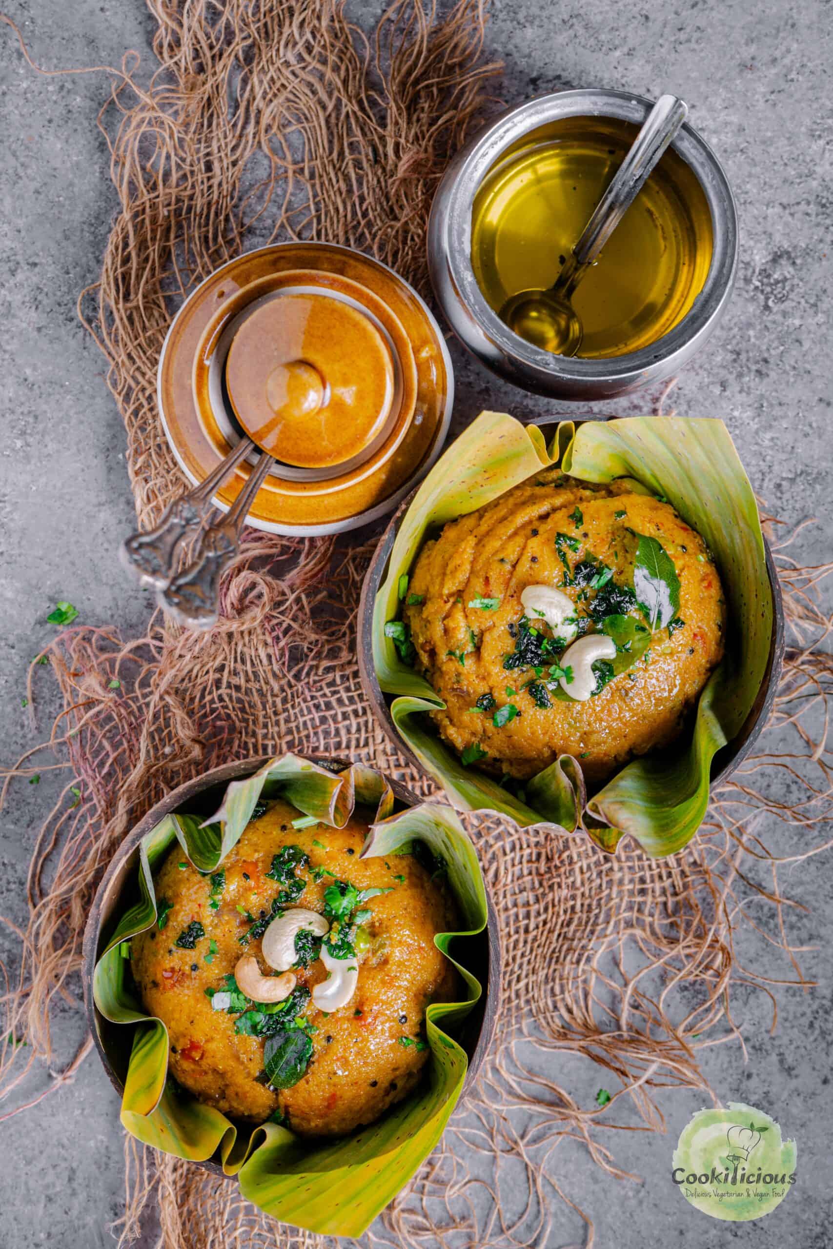 Soft and fluffy tomato upma made with roasted semolina and mixed vegetables.
