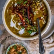 A small bowl filled with Green Gram Curry.