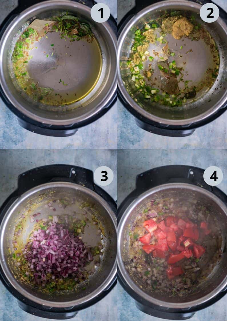 4 image collage showing the process of making Green Moong Dal Fry.