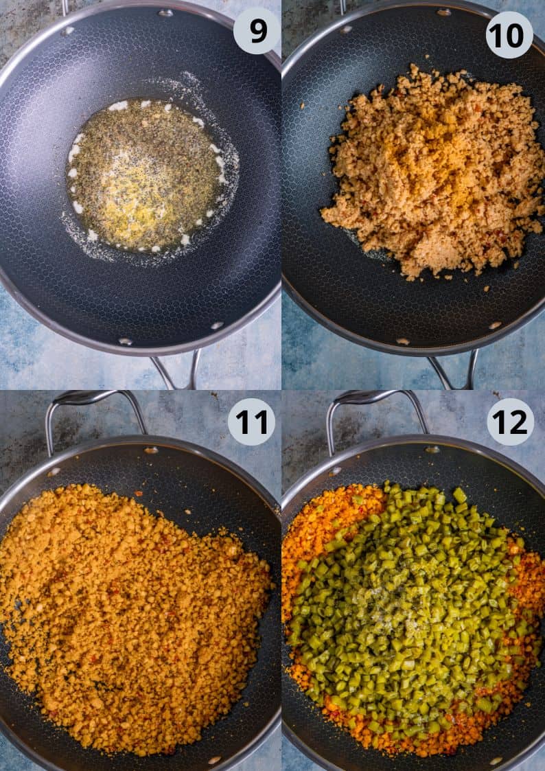 4 image collage showing how to make Paruppu Usili at home with cluster beans.